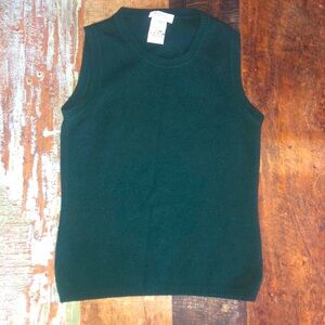 Barney’s New York Women’s Forest Green Cashmere Sweater Vest Size XS